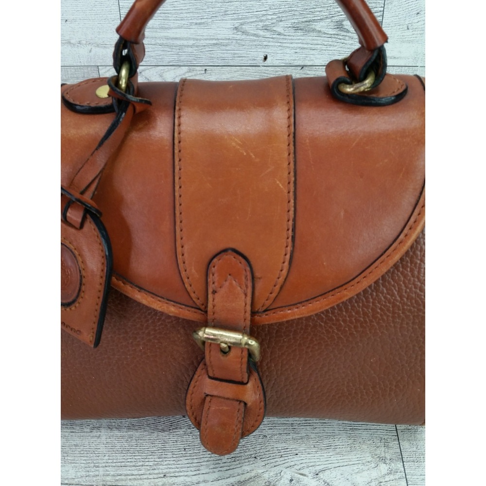Vintage Liz Claiborne Satchel Bag Handbag Pebbled Leather Brown Purse VTG - Picture 4 of 13
